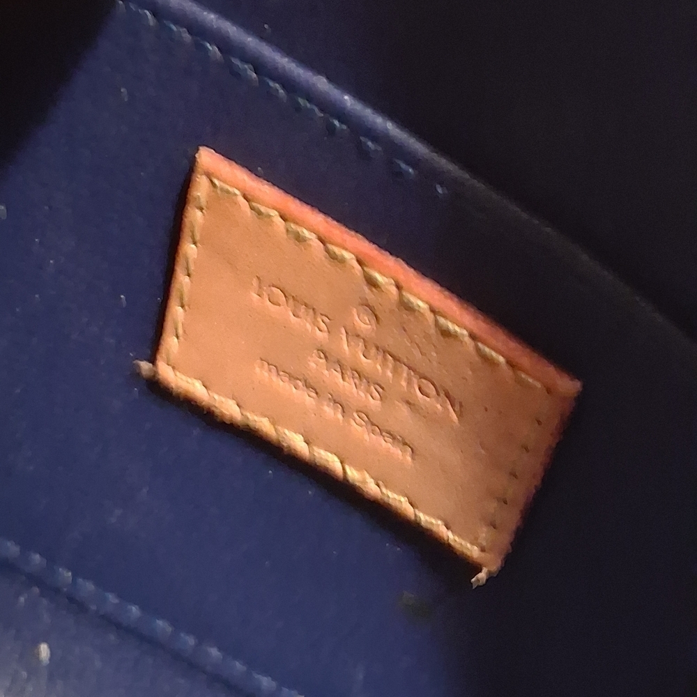 Designer Navy Blue Monogram Cosmetics Pouch - Picture 12 of 16